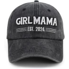 Kpainath Boy Mama Est 2024 Hat for Women Mom, Funny Adjustable Cotton 3D Embroidered New Mom Gifts Baseball Cap