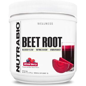 NutraBio Beet Root Powder Superfood with Nitrates and Antioxidants - Supports Performance, Circulation, Blood Flow, and Overall Health - Non-GMO, Vegetarian, 30 Servings