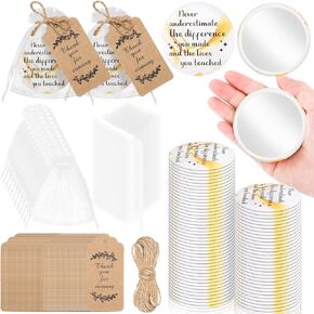 Tradder 50 Sets Inspirational Appreciation Gifts Compact Mirrors Bulk Employee Appreciation Gifts for Women Gift Sets Pocket Makeup Mirrors for Bachelorette Bridal Souvenir Gift (Gold and Blue)