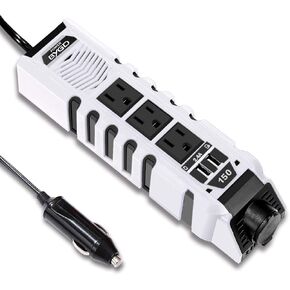 150W Car Power Inverter DC 12V to 110V AC Converter with 3 Charger Outlets and Dual 2.4A USB Ports Cigarette Lighter Socket Adapter