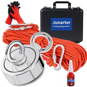 Magnet Fishing Kit with Case, 700LBS Pulling Force Fishing Magnet Kit, Premium Strongest Magnetic Fishing, Fishing Magnets for Retrieving Items in River, Lake, Beach, Lawn - 2.36inch Diameter
