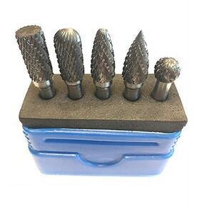 HHIP 3000-0005 5 Piece Double Cut Carbide Burr Set, 1/4" Shank
