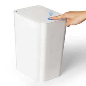 Bathroom Trash Can with Lid – 2.6 Gal / 10L Small Kitchen Garbage Can, White Plastic Slim Garbage Bin for Kitchen, Bedroom, Living Room, and Office