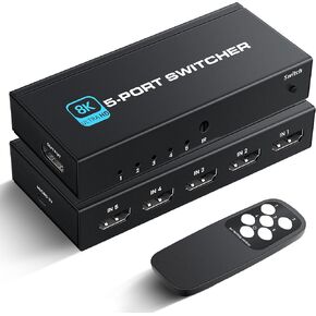 NEWCARE HDMI 2.1 Switch, Ultra HD 8K HDMI Switch Box with Remote Supports 4K@120Hz, 8K@60Hz Auto CEC 3D HDCP2.3, 5 Port HDMI Switcher Compatible with PS5/4/3, Xbox,roku, Fire Stick, TV,Projectors