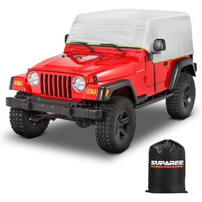 SUPAREE Waterproof Cab Cover with Logo for 2006-2023 Jeep Wrangler JK JL 4 Door, Full Covers Outdoor Sun Rain Wind Snow Protection Jeep Wrangler 4 Door Rain Cover with Driver Door Zipper Storage Bag in Kuwait