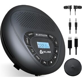 مكبر صوت KLIM + مشغل أقراص مضغوطة محمول مع مكبرات صوت + جهاز Walkman جديد 2024 + بطارية قابلة للشحن + مشغل أقراص مضغوطة محمول مع سماعات رأس + مشغل أقراص مضغوطة محمول + بطاقة SD/TF + AUX + مشغل أقراص مضغوطة مثالي للسيارة in Kuwait