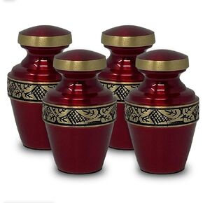 Classic Pewter Set of 4 Keepsakes - Momentful Life - Cremation Keepsake Urns (Embossed Bronze)