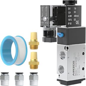 1/4 "NPT 12V 2 Position 5 Way صمام الملف اللولبي، صمام الملف اللولبي الكهربائي الذي يعمل بالطيار الواحد (سلك المخرج) 4V210-08