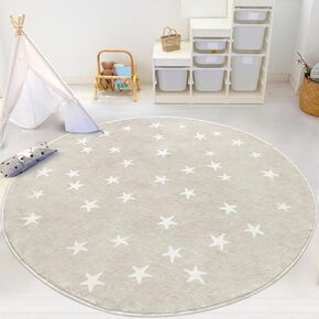 Poowe Blue Stars Machine Washable Area Rugs-4'x6' for Living Room, Large Non-Slip Boho Kids Nursery Throw Rug Carpet for Bedroom Entryway Dining Room Office Rug Decor (Star)