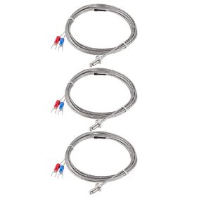 Uxcell K-Type مستشعرات درجة الحرارة الحرارية M6 مسبار خيط مع سلك 2 متر/6.6 قدم 3 قطع