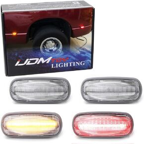 iJDMTOY Smoked Lens Amber/Red Full LED Trunk Bed Marker Lights Set Compatible with 2003-09 Dodge RAM 2500HD 3500HD Truck Double Wheel Side Fenders, Powered by Total 48 LED