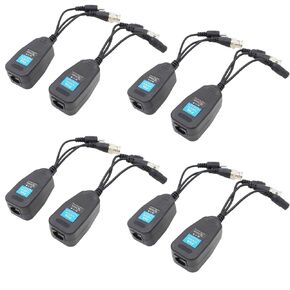 Passive Vedio Baluns Connector 4 Pairs, BNC to RJ45 Balun Cat5/Cat6 Adapter with DC Male Female, RCA Male Audio end for CCTV Suvelliance system, Analog, AHD.TVI.CVI 720P, 1080P, 8MP Cameras