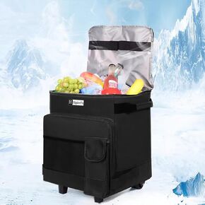 Portable Cooler with Wheels and Handle Collapsible Rolling Cooler Leakproof Insulated Soft Cooler Bag for Beach Camping Patio Travel Outdoor Ball Fields