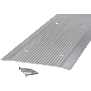 High-Quality Door Threshold 12" Wide - Aluminum Door Threshold, Flat Utility Door Saddle Low-Profile Corrugated - Silver, 36 Inch