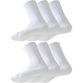 Unisex Athletic Crew Socks Cushioned White Running Socks for Men and Women Size 6-11(6 Pairs)