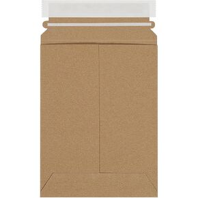 Boxes Fast 6 x 8' Stayflats Brand Rigid Flat Mailers, Kraft (Pack of 100) Photo Document Mailers, Peel & Seal Closure, Tear Strip Easy Opening.