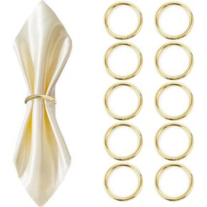 Gold Napkin Rings - 10 Pcs Stainless Steel Napkin Rings,Gold Rotundity Metal Napkin Ring for Table Settings Wedding Christmas Party Dinner Table