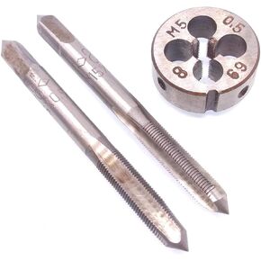 Yodaoke HSS M5 x 0.5mm Taper and Plug Tap and M5 x 0.5mm Die Metric Thread Right Hand