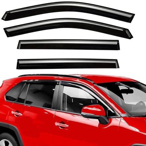 شريط على أقنعة النافذة الجانبية منحرف التهوية لسيارة Honda Civic سيدان ذات 4 أبواب 2016-2021، واقيات المطر من الشمس الظل الدخان الملون 4 قطعة in Kuwait