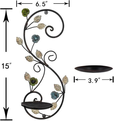 Wall Sconces Candle Holder Set of 2, Antique Multi-Color Leaf Branch Wall Mount Hanging Metal Wall Candle Holder Candle Sconce for Living Room Dining Room in Saudi Arabia