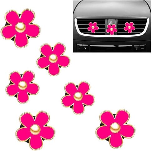 ديزي زهرة الهواء تنفيس كليب الهواء المعطر اكسسوارات السيارات لطيف زينة السيارة للنساء الفتيات (أبيض، أبيض، أبيض) in Kuwait