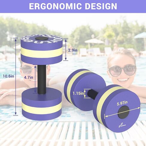 Water Weights Aquatic Exercise Dumbbells: Sportneer Pool Weights Dumbbells With Easy Handle Strip High Density EVA Foam Aqua Fitness Barbells Equipment Set of 2 for Water Aerobics Workouts Double Blue in Kuwait