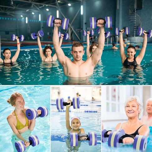 Water Weights Aquatic Exercise Dumbbells: Sportneer Pool Weights Dumbbells With Easy Handle Strip High Density EVA Foam Aqua Fitness Barbells Equipment Set of 2 for Water Aerobics Workouts Double Blue in Kuwait