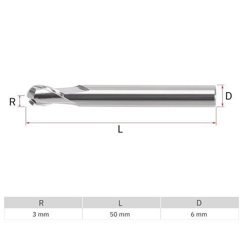Cermet Ball Nose End Mill -2 Flute-2mm, 2.5mm, 3mmfor Drill Press & Milling Machine,CNC Router Bits Carbide Speed Square for Medium &Low-Carbon Steel，High Speed Machine & More (R2-L50-D4) in Saudi Arabia