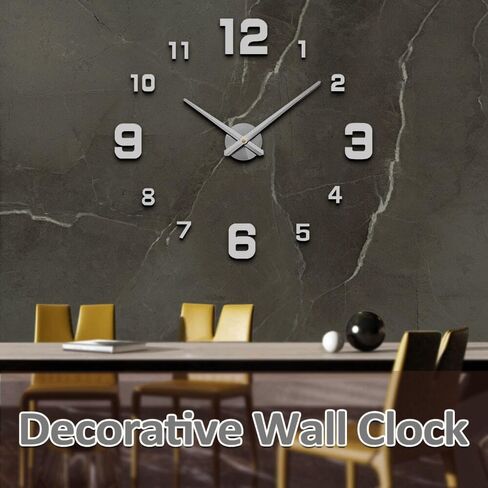 Mintime Modern بدون إطار DIY ساعة حائط كبيرة ثلاثية الأبعاد ساعة حائط أرقام مرآة لديكورات المكاتب المنزلية in Saudi Arabia