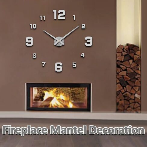 Mintime Modern بدون إطار DIY ساعة حائط كبيرة ثلاثية الأبعاد ساعة حائط أرقام مرآة لديكورات المكاتب المنزلية in Saudi Arabia