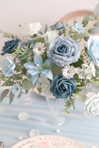 Artificial flower box set silk fake flowers for DIY wedding hand bouquet flower arrangement bouquet centerpiece decorations baby shower party home decorations (Burgundy) in Saudi Arabia