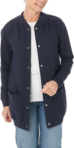 AmeriMark Women Fleece Snap Button Cardigan Sweatshirt Coat – Ladies Soft Lightweight Warm Long Sleeve Jacket with Pockets in Saudi Arabia