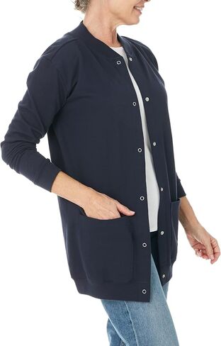 AmeriMark Women Fleece Snap Button Cardigan Sweatshirt Coat – Ladies Soft Lightweight Warm Long Sleeve Jacket with Pockets in Saudi Arabia