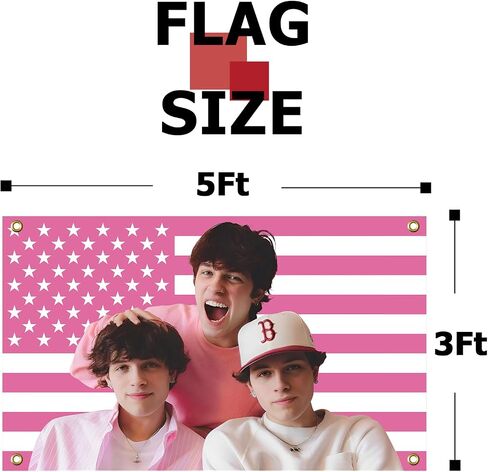 Generic sturniolo الوردي نسيج 3x5 قدم ثلاثة توائم مضحك العلم خلفية الزينة للكلية النوم غرفة جدار ديكور مع 4 الحلقات النحاسية in Saudi Arabia