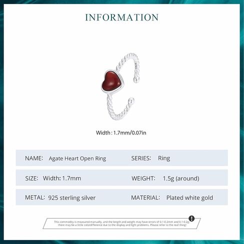 Qings Heart Adjustable Ring 925 Sterling Silver Open Stackable Engagement Rings Pink Love Heart Cubic Zirconia Weave Ring Birthday Gifts for Women Teen Girls in Kuwait