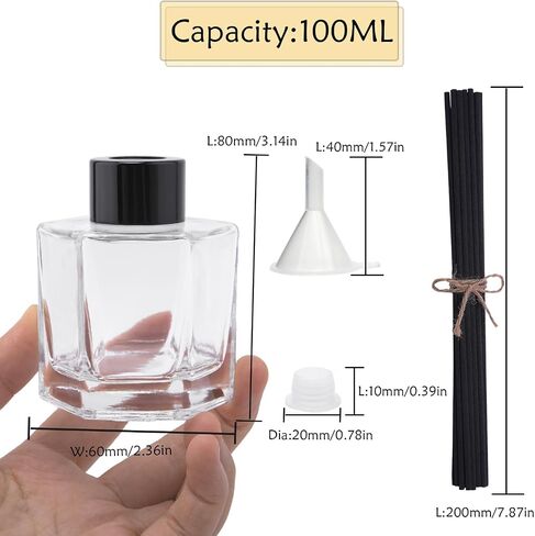4PCS Glass Reed Diffuser Bottle Empty Diffuser Jars with Black Caps and Sticks Set 100ML 3.52Ounce Fragrance Accessories Use for DIY Essential Oils Home Fragrance in Saudi Arabia