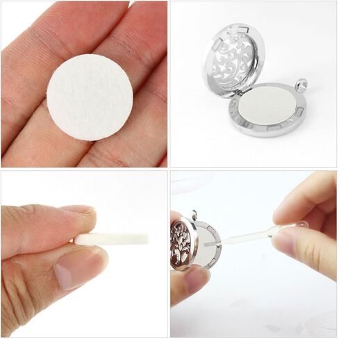 BESTOYARD 100Pcs Aroma Diffuser Refill Pads Round Essential Oil Pads Cotton Aromatherapy Replacement Pads for Diffuser Necklace Car Diffuser Vent Clip Bracelet White in Kuwait