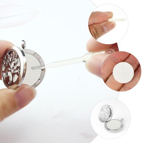 BESTOYARD 100Pcs Aroma Diffuser Refill Pads Round Essential Oil Pads Cotton Aromatherapy Replacement Pads for Diffuser Necklace Car Diffuser Vent Clip Bracelet White in Kuwait