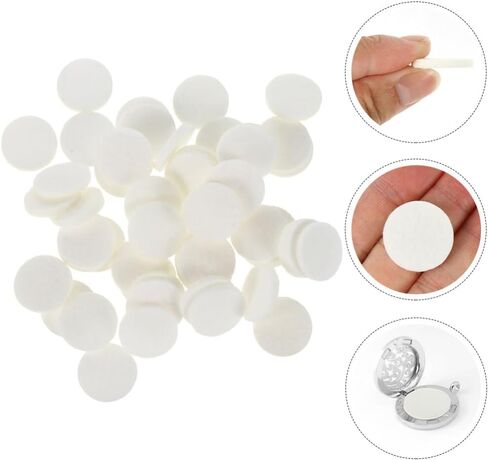 BESTOYARD 100Pcs Aroma Diffuser Refill Pads Round Essential Oil Pads Cotton Aromatherapy Replacement Pads for Diffuser Necklace Car Diffuser Vent Clip Bracelet White in Kuwait