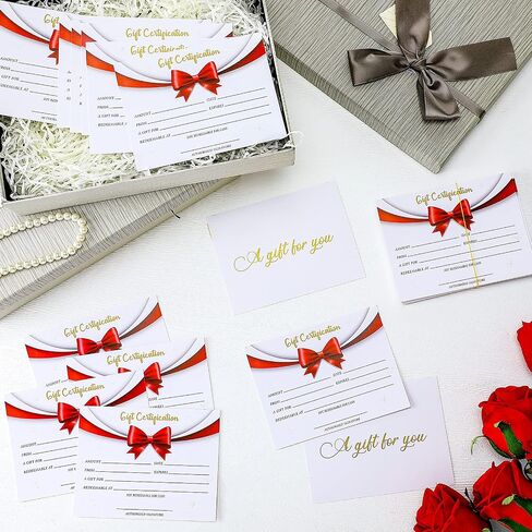 50 Pcs Christmas Blank Gift Certificates and Paper Vouchers for Small Businesses Salon, Restaurants, Spa, Business, Birthday, Weddings, Graduation, Work Business Gift Card (4 x 9 Inches) in Saudi Arabia