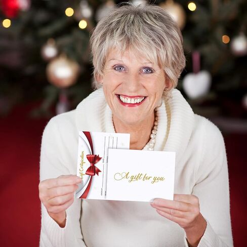 50 Pcs Christmas Blank Gift Certificates and Paper Vouchers for Small Businesses Salon, Restaurants, Spa, Business, Birthday, Weddings, Graduation, Work Business Gift Card (4 x 9 Inches) in Saudi Arabia