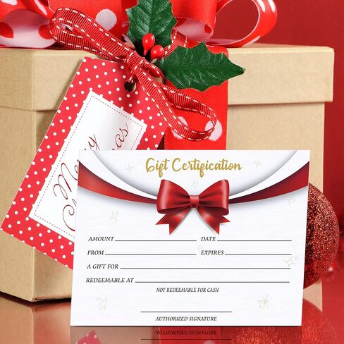 50 Pcs Christmas Blank Gift Certificates and Paper Vouchers for Small Businesses Salon, Restaurants, Spa, Business, Birthday, Weddings, Graduation, Work Business Gift Card (4 x 9 Inches) in Saudi Arabia