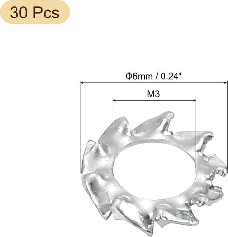 uxcell 40Pcs External Tooth Star Lock Washers, M2.5 304 Stainless Steel External Serrated Lock Washer for Mechanical Equipment Fasteners, Silver in Saudi Arabia