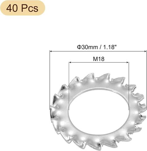 uxcell 40Pcs External Tooth Star Lock Washers, M2.5 304 Stainless Steel External Serrated Lock Washer for Mechanical Equipment Fasteners, Silver in Saudi Arabia