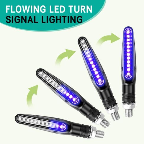 إشارات الانعطاف للدراجات النارية، أضواء إشارة الدراجات النارية، إشارات الانعطاف LED للدراجات النارية، أضواء الجري أثناء النهار للدراجات النارية، إشارات الانعطاف المتدفقة للدراجات النارية، المركبات الكهربائية، ATV (أزرق) in Kuwait