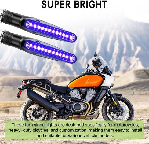 إشارات الانعطاف للدراجات النارية، أضواء إشارة الدراجات النارية، إشارات الانعطاف LED للدراجات النارية، أضواء الجري أثناء النهار للدراجات النارية، إشارات الانعطاف المتدفقة للدراجات النارية، المركبات الكهربائية، ATV (أزرق) in Kuwait