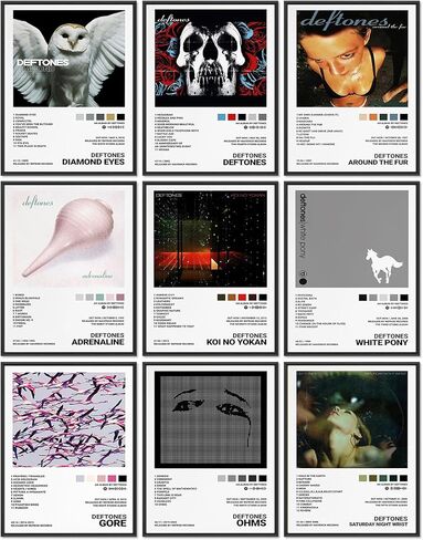 ملصق JZHLLOY Deftones، ملصقات غلاف الألبوم إصدار محدود، ديكور جداري جمالي للموسيقى لغرفة النوم وغرفة المعيشة، هدايا Deftones Merch (8 × 10 ملصقات، مجموعة من 9) in Kuwait