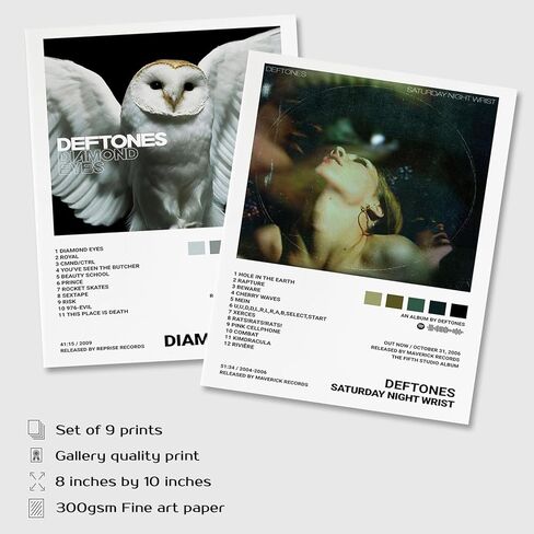 ملصق JZHLLOY Deftones، ملصقات غلاف الألبوم إصدار محدود، ديكور جداري جمالي للموسيقى لغرفة النوم وغرفة المعيشة، هدايا Deftones Merch (8 × 10 ملصقات، مجموعة من 9) in Kuwait