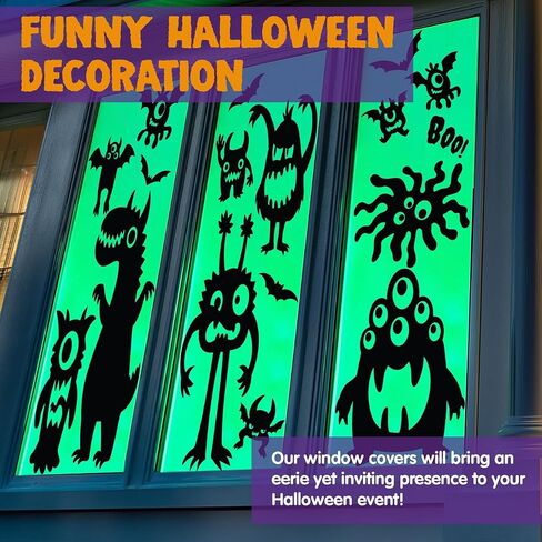 JOYIN 7 Pcs Halloween Window Clings Stickers Silhouette Halloween Decorations Indoor Decor Cute Monster Wall Window Decals Party Favors Novelty in Saudi Arabia