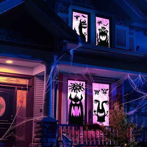 JOYIN 7 Pcs Halloween Window Clings Stickers Silhouette Halloween Decorations Indoor Decor Cute Monster Wall Window Decals Party Favors Novelty in Saudi Arabia